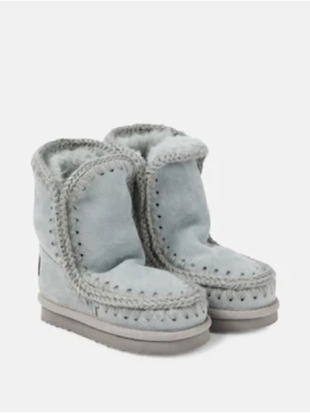 Mou Kids Light Gray Faux-Shearling Moccasin Boots